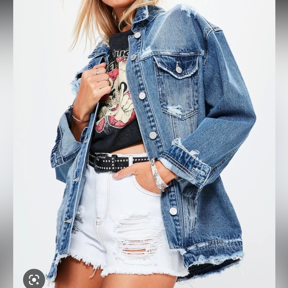Missguided Longline Oversized Denim Jacket/Denim Dress